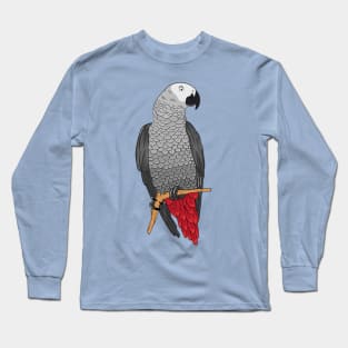 African grey parrot cartoon illustration Long Sleeve T-Shirt